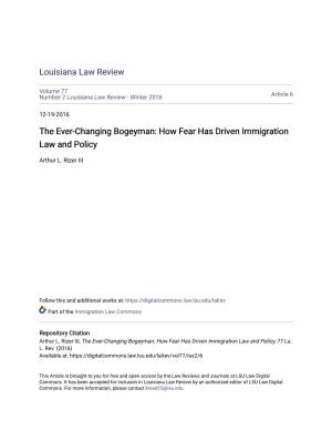 The Ever-Changing Bogeyman: How Fear Has Driven Immigration Law and Policy