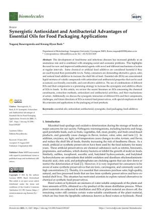 Synergistic Antioxidant and Antibacterial Advantages of Essential Oils for Food Packaging Applications