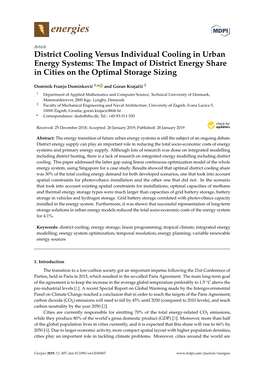 District Cooling Versus Individual Cooling in Urban Energy Systems: the Impact of District Energy Share in Cities on the Optimal Storage Sizing