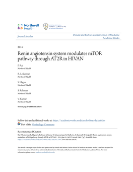 Renin Angiotensin System Modulates Mtor Pathway Through AT2R in HIVAN P