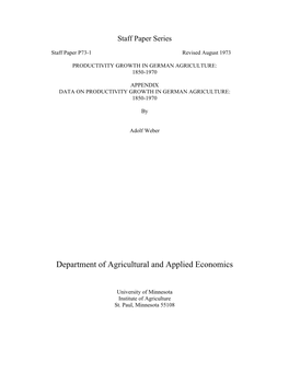 Department of Agricultural and Applied Economics