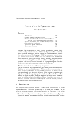 Sources of Text for Esperanto Corpora