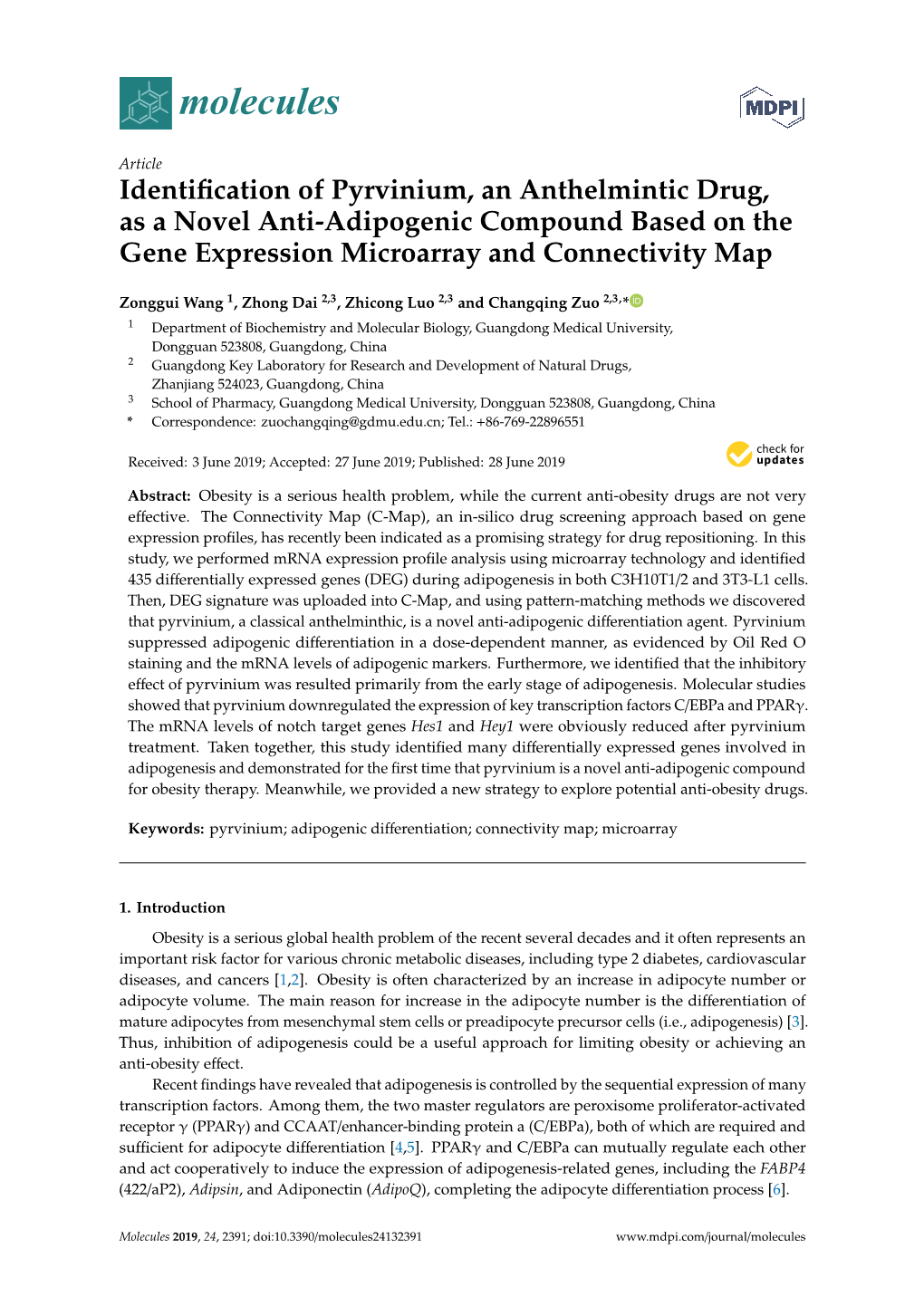 Identification of Pyrvinium, an Anthelmintic Drug, As a Novel Anti