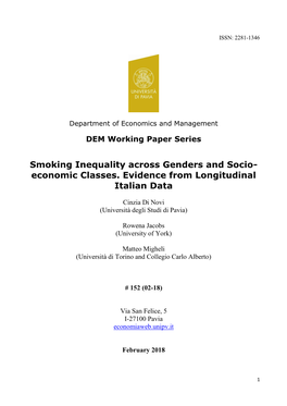 Smoking Inequality Across Genders and Socio- Economic Classes