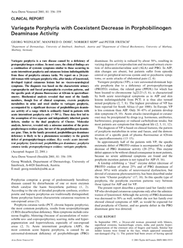 Variegate Porphyria with Coexistent Decrease in Porphobilinogen Deaminase Activity