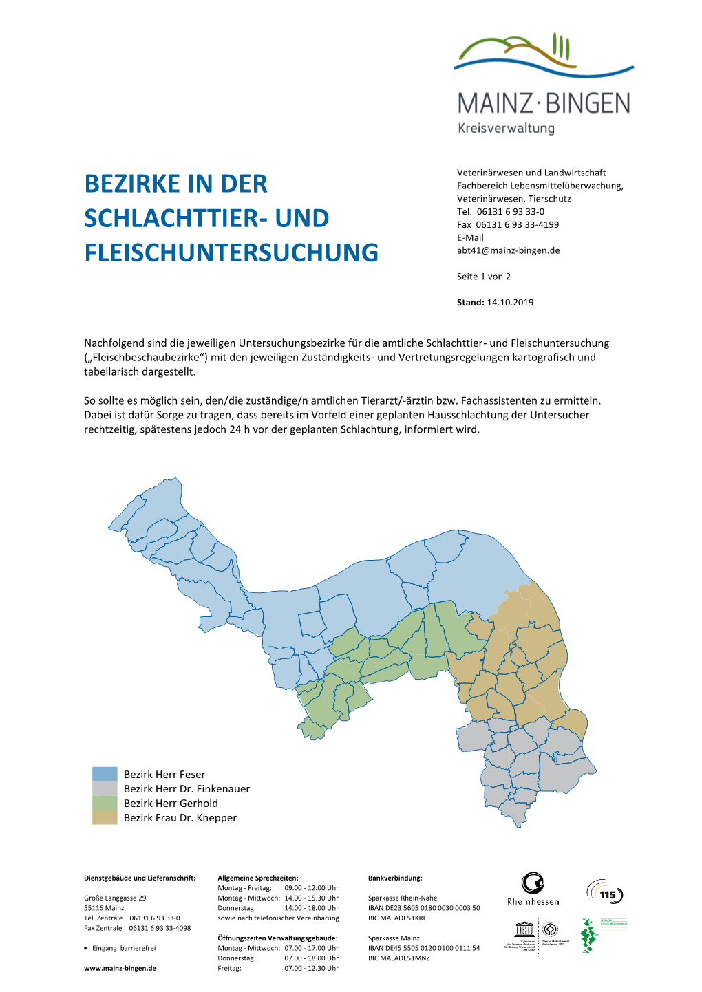 Bezirke in Der Schlachttier- Und Fleischuntersuchung