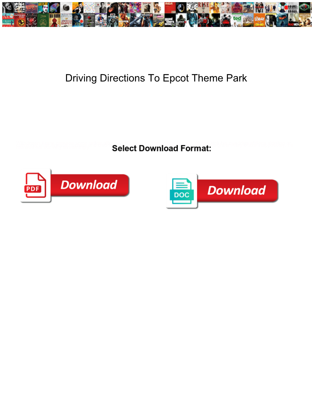 Driving Directions to Epcot Theme Park