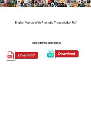 English Words with Phonetic Transcription Pdf