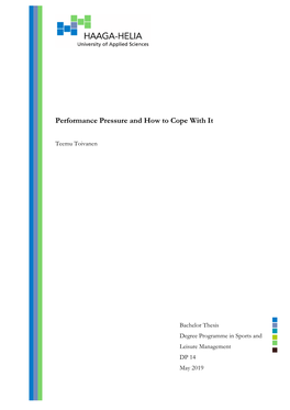 Performance Pressure and How to Cope with It