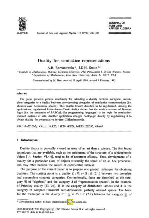 Duality for Semilattice Representations A.B