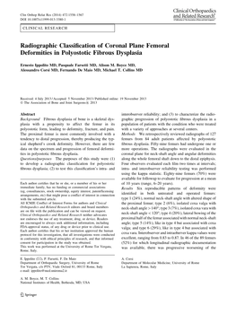 Radiographic Classification of Coronal Plane Femoral Deformities