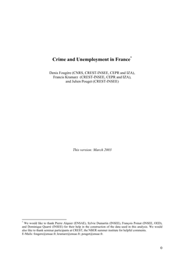 Crime and Unemployment in France