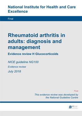 Evidence Review H: Glucocorticoids