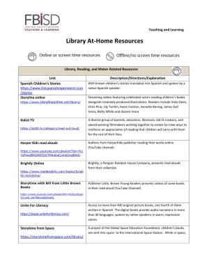 Library At-Home Resources