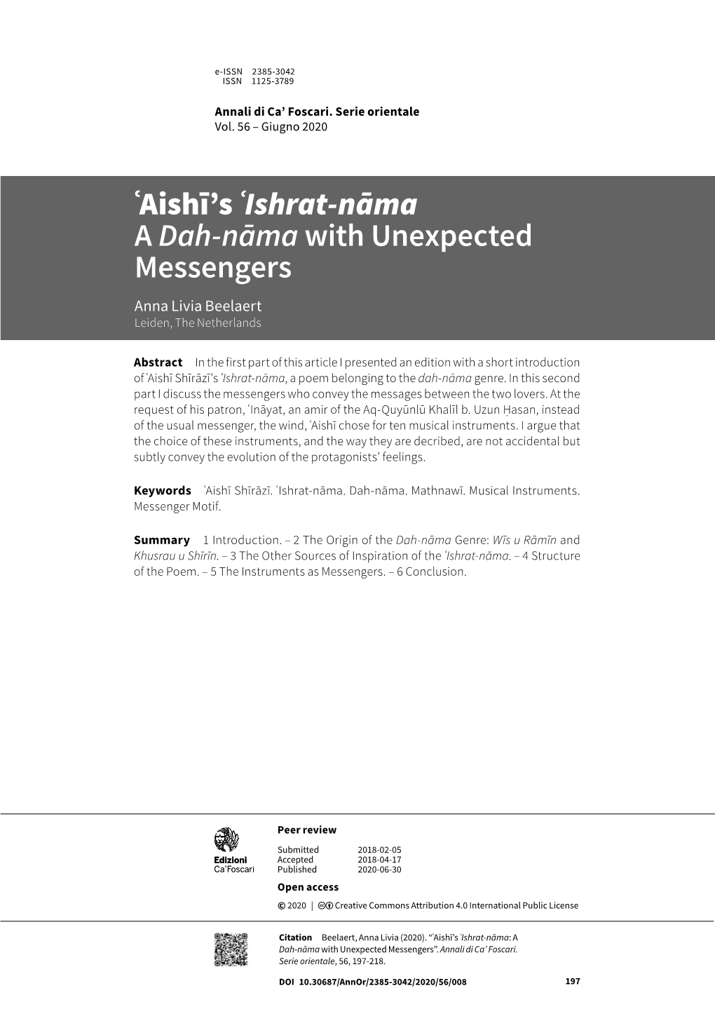 ʿaishī's ʿishrat-Nāma a Dah-Nāma with Unexpected Messengers