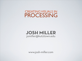 JOSH MILLER Jomiller@Kutztown.Edu