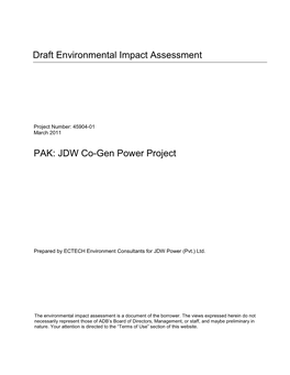 Draft EIA: Pakistan: JDW Co-Gen Power Project
