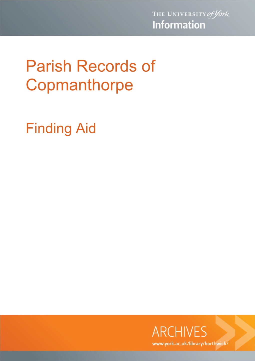 Parish Records of Copmanthorpe
