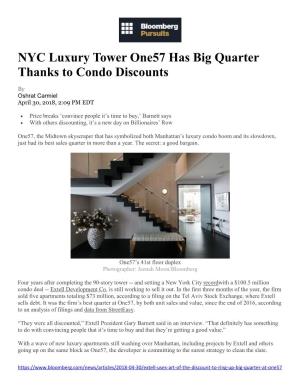 April 30, 2018 NYC Luxury Tower One57 Has Big Quarter Thanks To