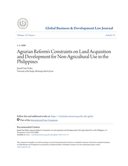 Agrarian Reform's Constraints on Land Acquisition and Development