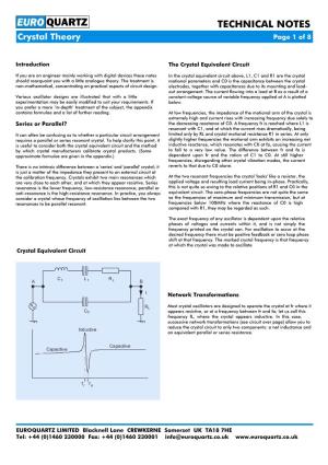 EURO QUARTZ TECHNICAL NOTES Crystal Theory Page 1 of 8