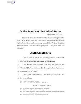 In the Senate of the United States, AMENDMENT