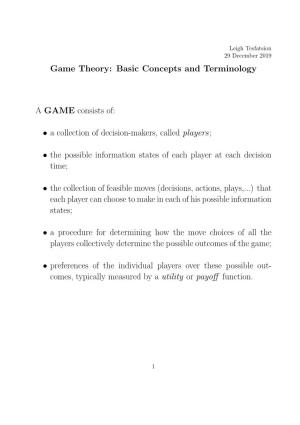 Game Theory: Basic Concepts and Terminology
