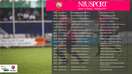 NTU SPORT Fixtures: 18 February 24 February 2019