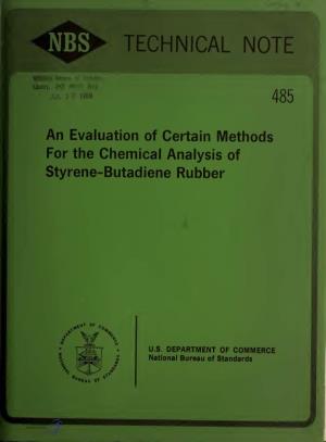 An Evaluation of Certain Methods for the Chemical Analysis of Styrene-Butadiene Rubber