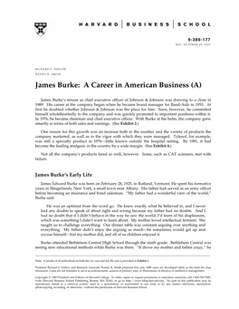 James Burke: a Career in American Business (A)