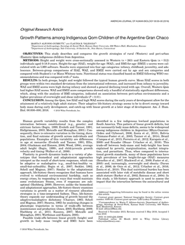 Growth Patterns Among Indigenous Qom Children of the Argentine Gran Chaco