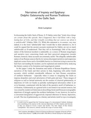 Delphic Galatomachy and Roman Traditions of the Gallic Sack