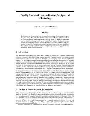 Doubly Stochastic Normalization for Spectral Clustering