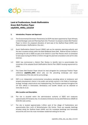 Land at Featherstone, South Staffordshire Green Belt Position Paper Edp5393 R005a 121219