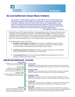 E2 and California's Green Wave Initiative