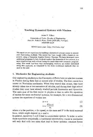 Teaching Dynamical Systems with Maxima 1. Mechanics For