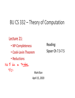 BU CS 332 – Theory of Computation
