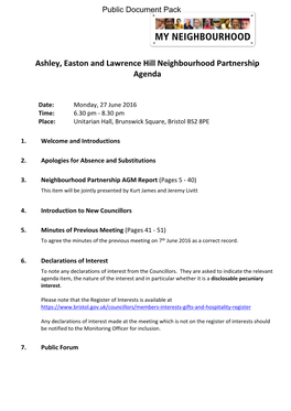 (Public Pack)Agenda Document for Ashley, Easton and Lawrence Hill Neighbourhood Partnership, 27/06/2016 18:30
