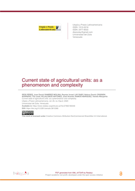 Current State of Agricultural Units: As a Phenomenon and Complexity