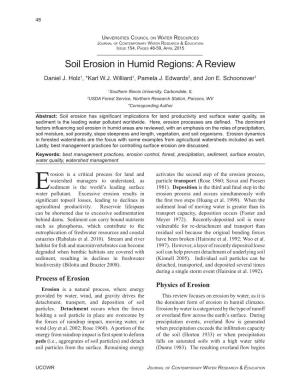 Soil Erosion in Humid Regions: a Review Daniel J