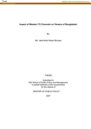 Impact of Western TV Channels on Viewers of Bangladesh