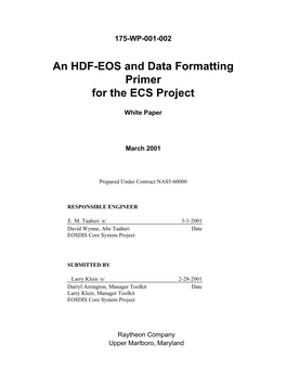 An HDF-EOS and Data Formatting Primer for the ECS Project