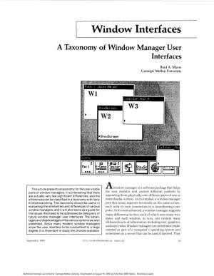 A Taxonomy of Window Manager User Interfaces