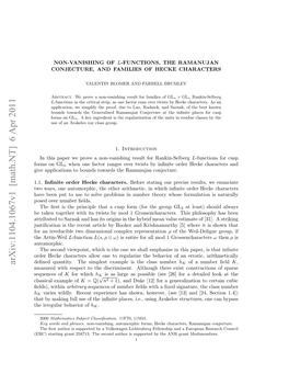 Non-Vanishing of L-Functions, the Ramanujan Conjecture, and Families of Hecke Characters