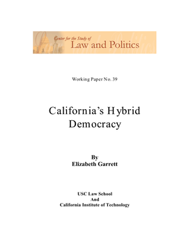 California's Hybrid Democracy