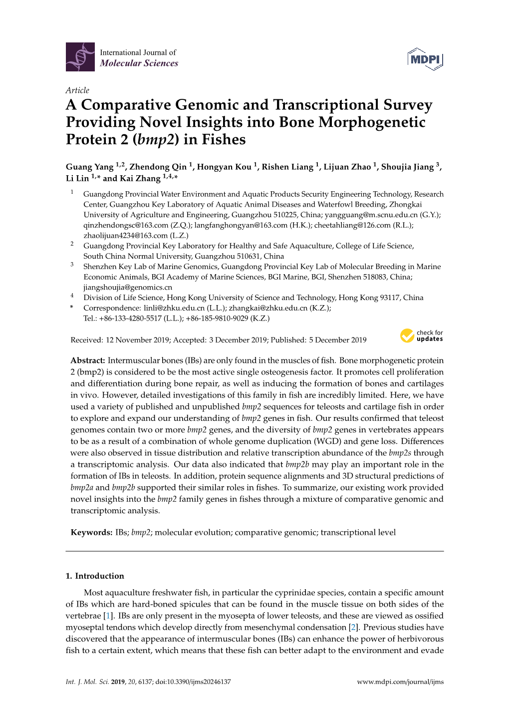 A Comparative Genomic and Transcriptional Survey Providing Novel Insights Into Bone Morphogenetic Protein 2 (Bmp2) in Fishes