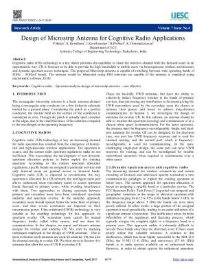 Design of Microstrip Antenna for Cognitive Radio Applications