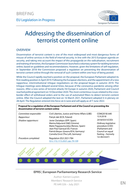 Addressing the Dissemination of Terrorist Content Online