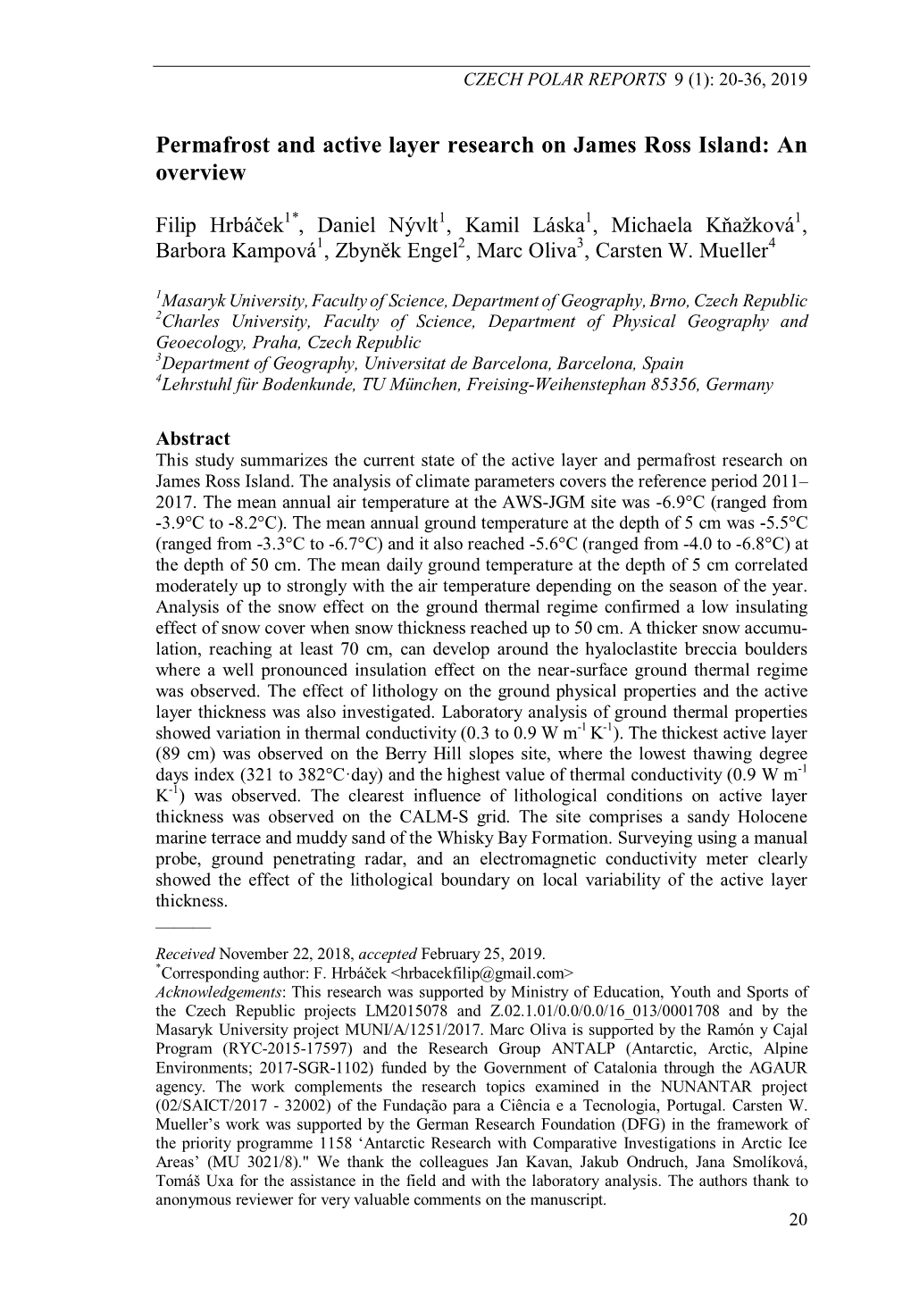 Permafrost and Active Layer Research on James Ross Island: an Overview