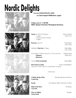 Nordic Delights Featuring Jochen Brusch, Violin and Sven‐Ingvart Mikkelsen, Organ